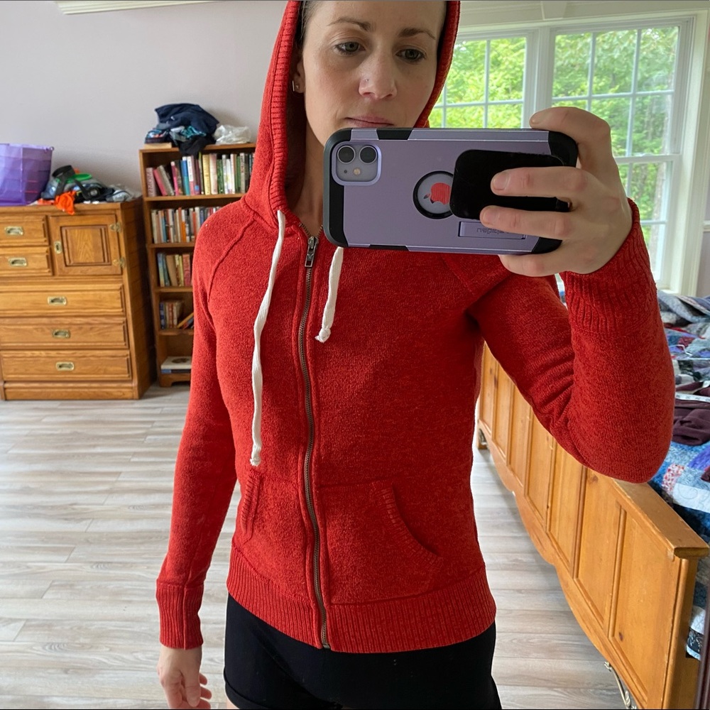 Bright red hoodie